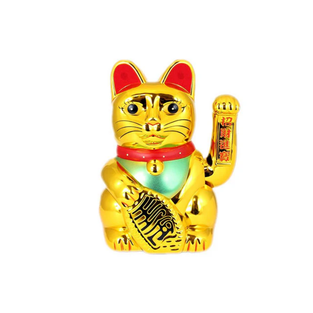 Waving Lucky Cat - Gold (Battery Powered)