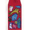 Red envelope with colorful animal illustrations on a white background