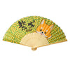Green Shiba Sakura Print Bamboo Hand Fan - 9 inch