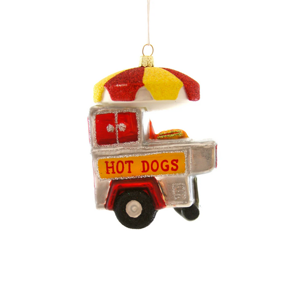 Hot Dog Stand Glass Ornament