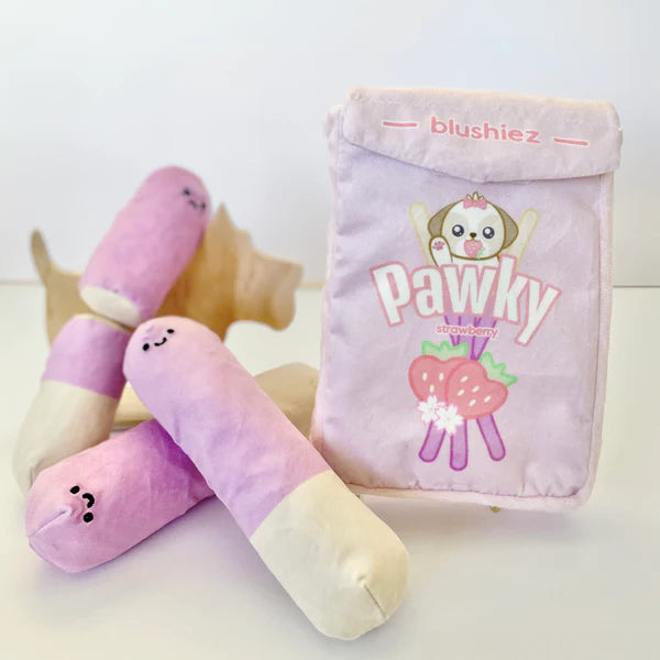 Strawberry pawky- four piece dog toy