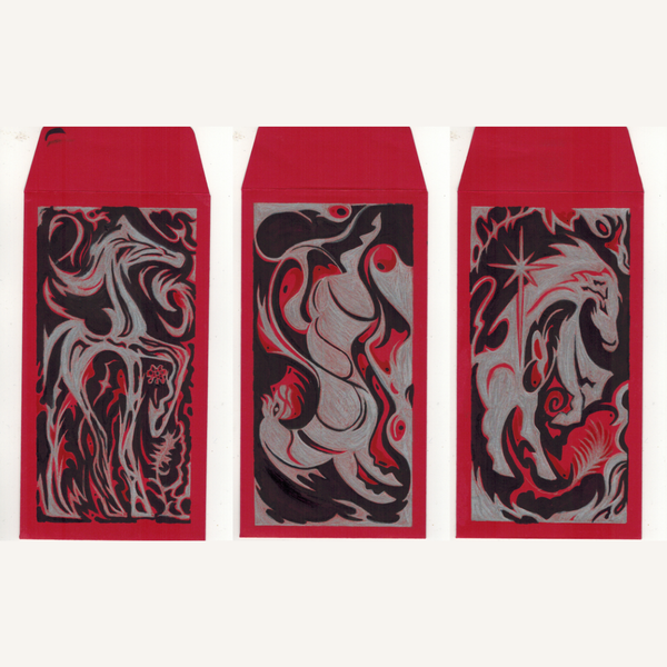Red envelopes with horse designs