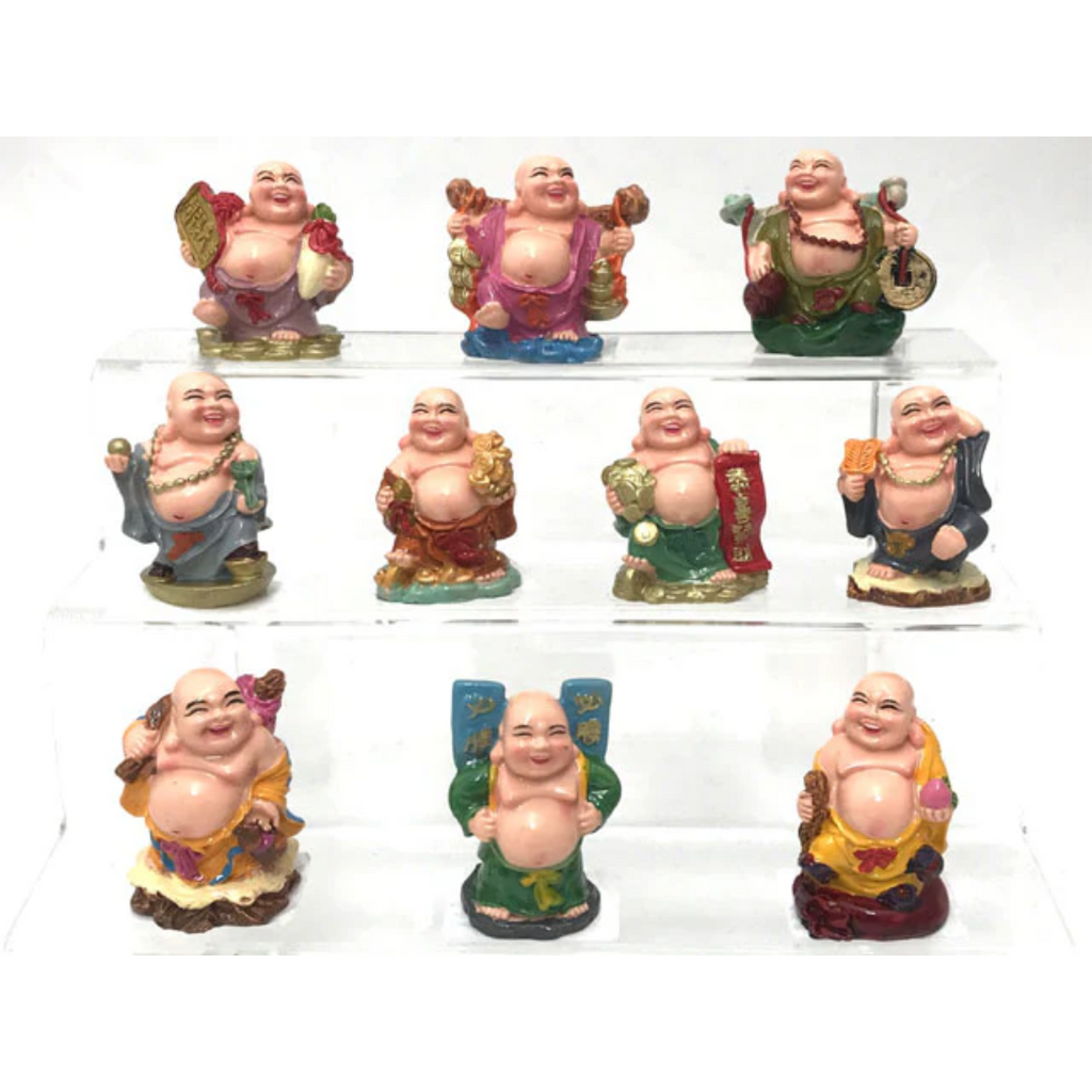 Colorful Laughing Buddha - Set of 10 (2"H)