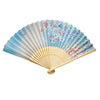 Blue Sakura Print Bamboo Hand Fan - 9 inch