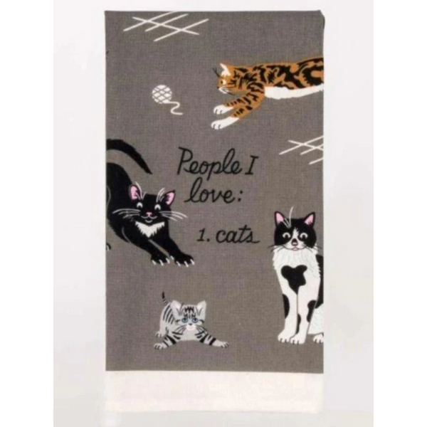 people i love cats dish towel