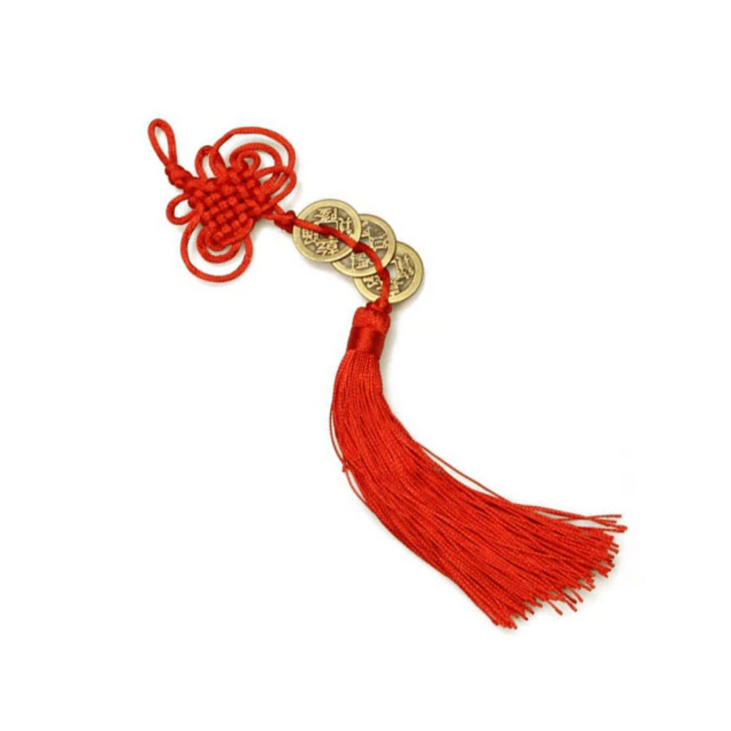 Lucky Coin Ornament with Red Tassel