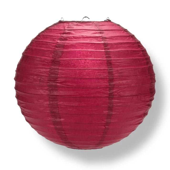 Velvet Rose Red Wire Frame Spherical Paper Lantern