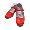 Red floral mary jane shoes