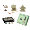 Mini zen garden kit box, 3 figurines, mini zen garden set displayed