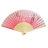 Pink Geisha Sakura Print Bamboo Hand Fan - 9 inch