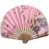 Pink Floral Print Bamboo Hand Fan - 8.5 inch