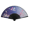 Purple Sakura Print Bamboo Hand Fan - 9 inch