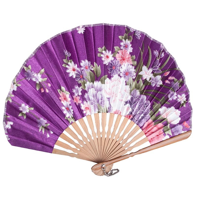 Floral Print Bamboo Hand Fan - 8.5 inch
