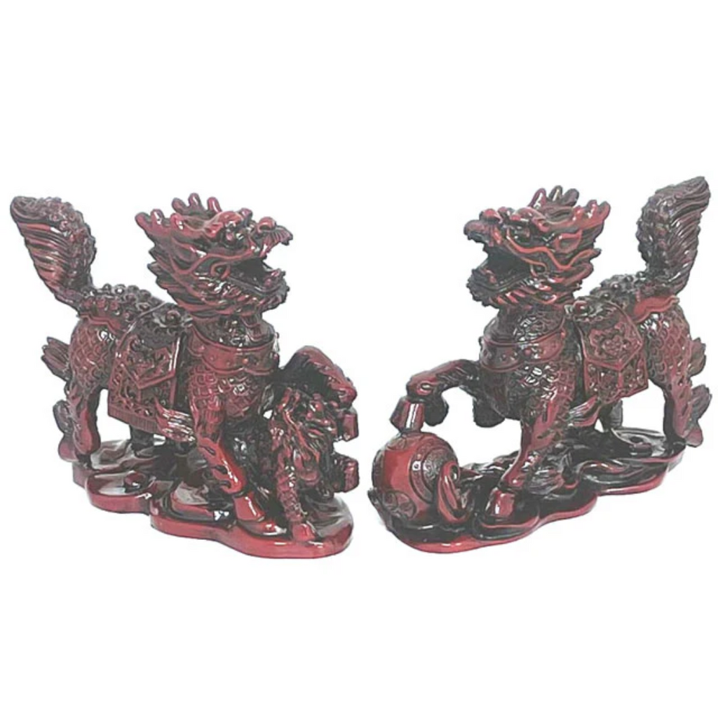 Resin Qi Ling Statue Set - 5.5" x 4.5"H