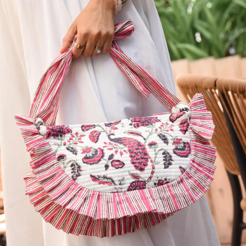 Rani Pink Maxi Croissant Peacock Bag