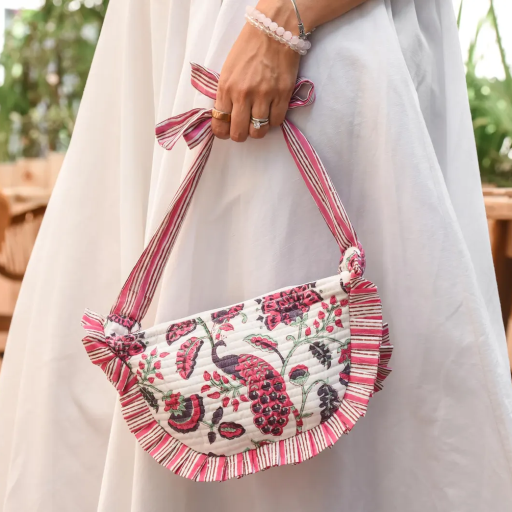 Rani Pink Mini Croissant Peacock Bag