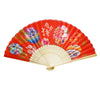 Red Floral Egg Sakura Print Bamboo Hand Fan - 9 inch