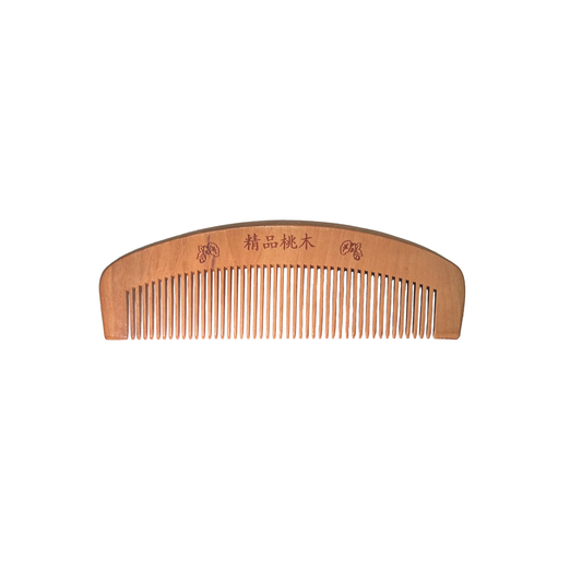 Half moon shaped wooden comb with Chinese characters 