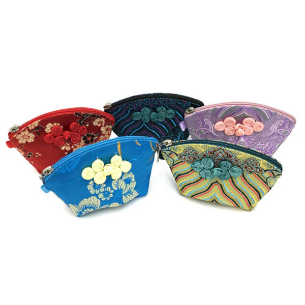 Five shell shape brocade coin purse