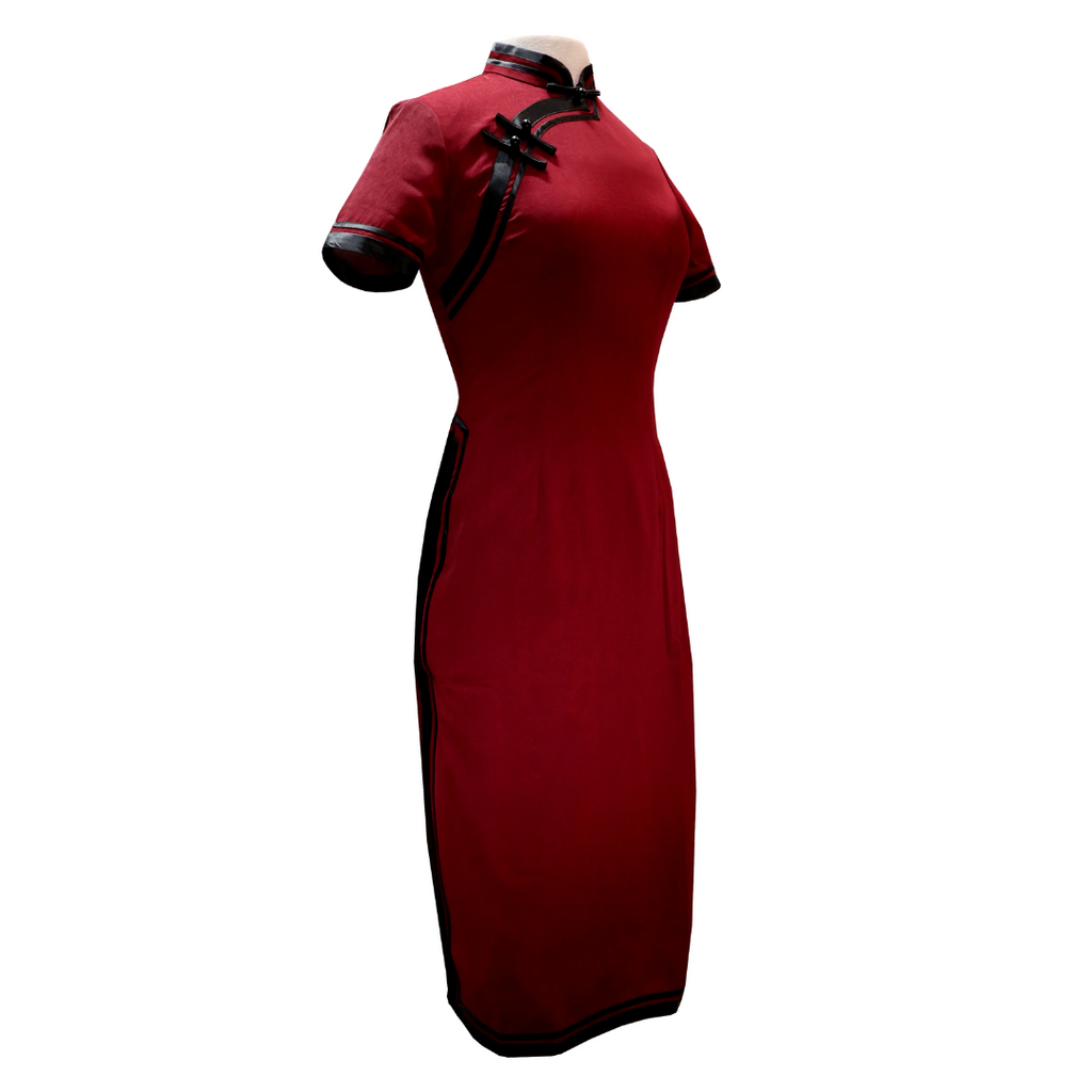 Short Sleeve Qipao - Garnet