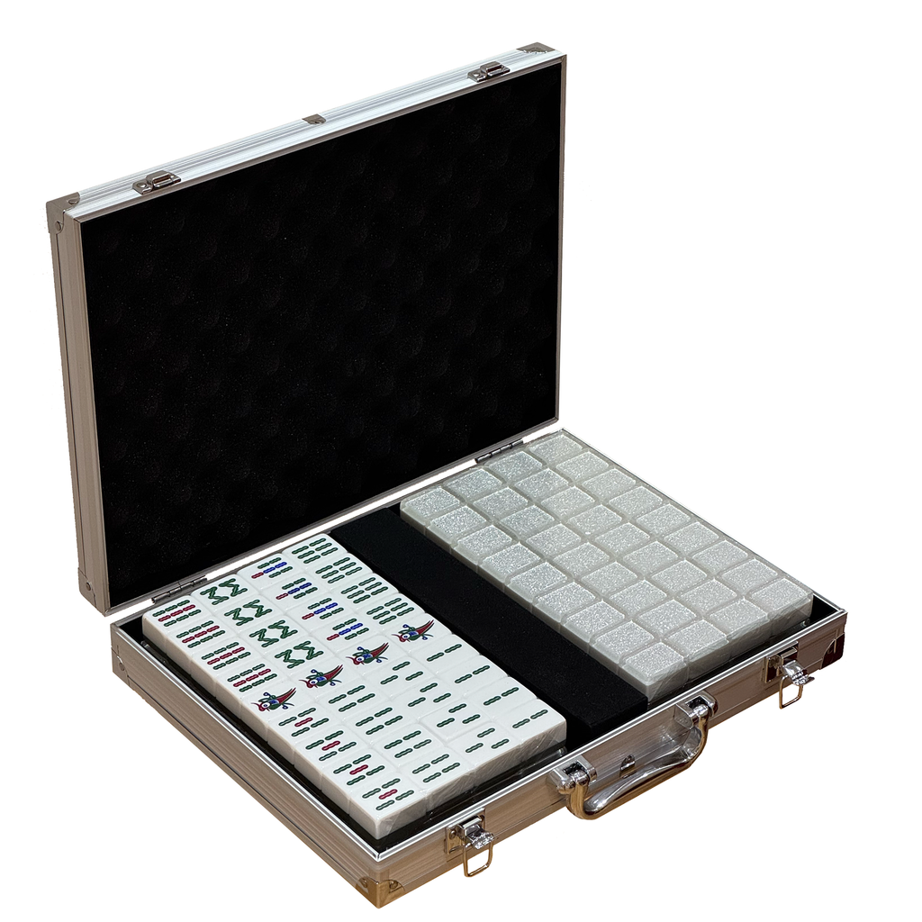 Mahjong Set in Silver Briefcase - Sparkly Silver