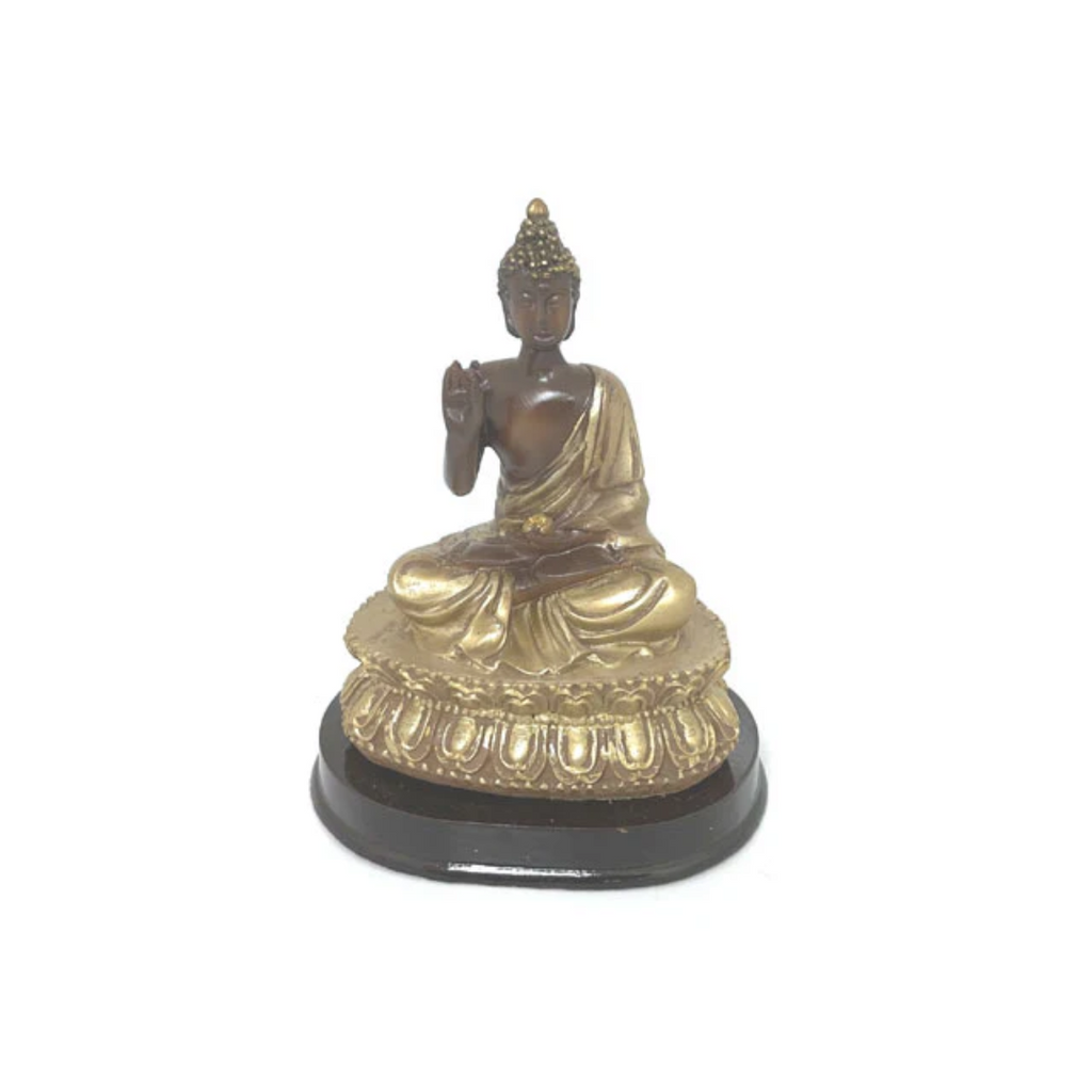 Sitting Thai Buddha on Base - Gold/Brown Tone