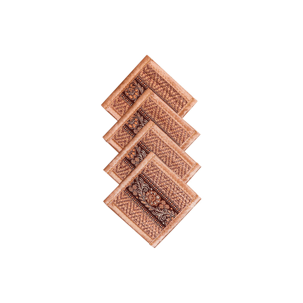 Thai-Style Woven Coasters - Set of 4 (Various Colors)