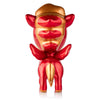 Red and gold figurine with a unique design on a white background