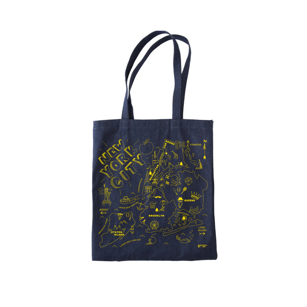 NYC map denim tote