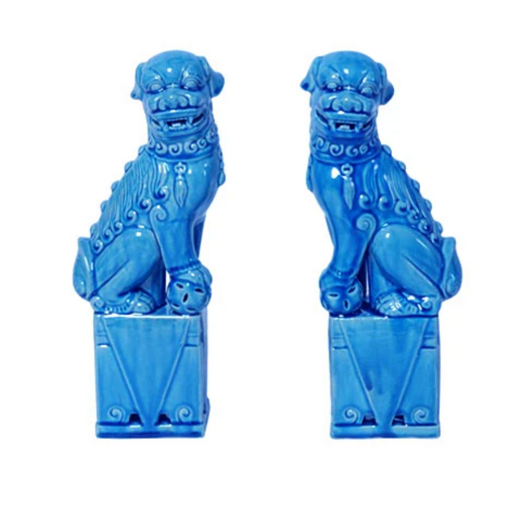 Turquoise Ceramic Foo Lion Set