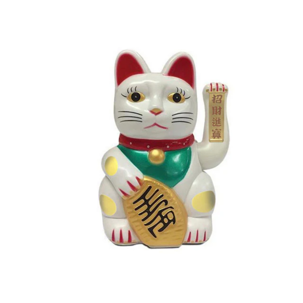 Waving Lucky Cat - White (Battery Powered)