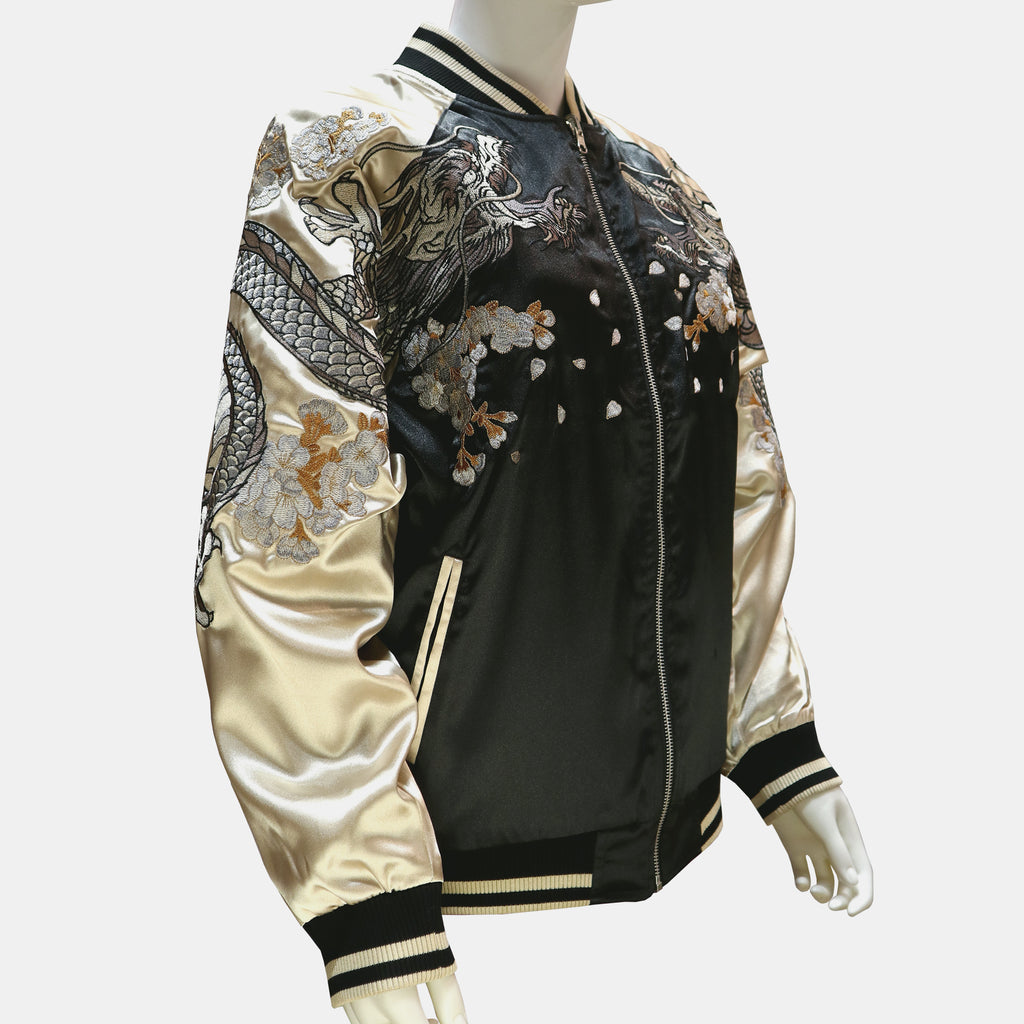 Unisex Bomber Jacket - Black with Gold Sleeves