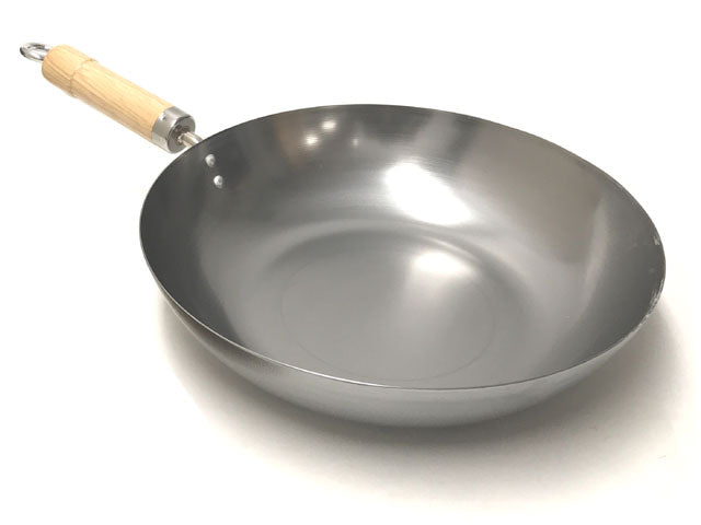 Carbon Steel Flat Bottom Shallow Wok - 12"