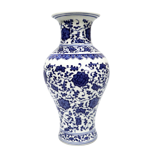 Begonia-Shaped Blue on White Chrysanthemum Vase