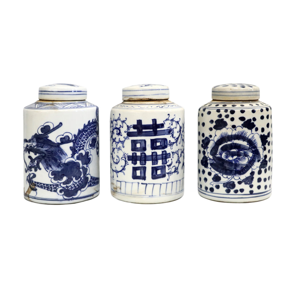 Blue on White Ceramic Tea Jar