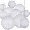 Various hanging white paper lanterns.