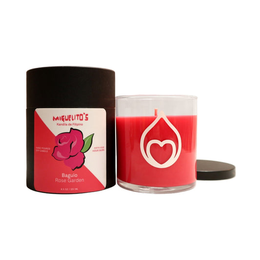 Miguelito’s Baguio Rose Garden Candle - box, candle, lid
