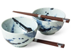 Bowl Set: Bowl: 5" diameter x 3"h Chopsticks: 9"