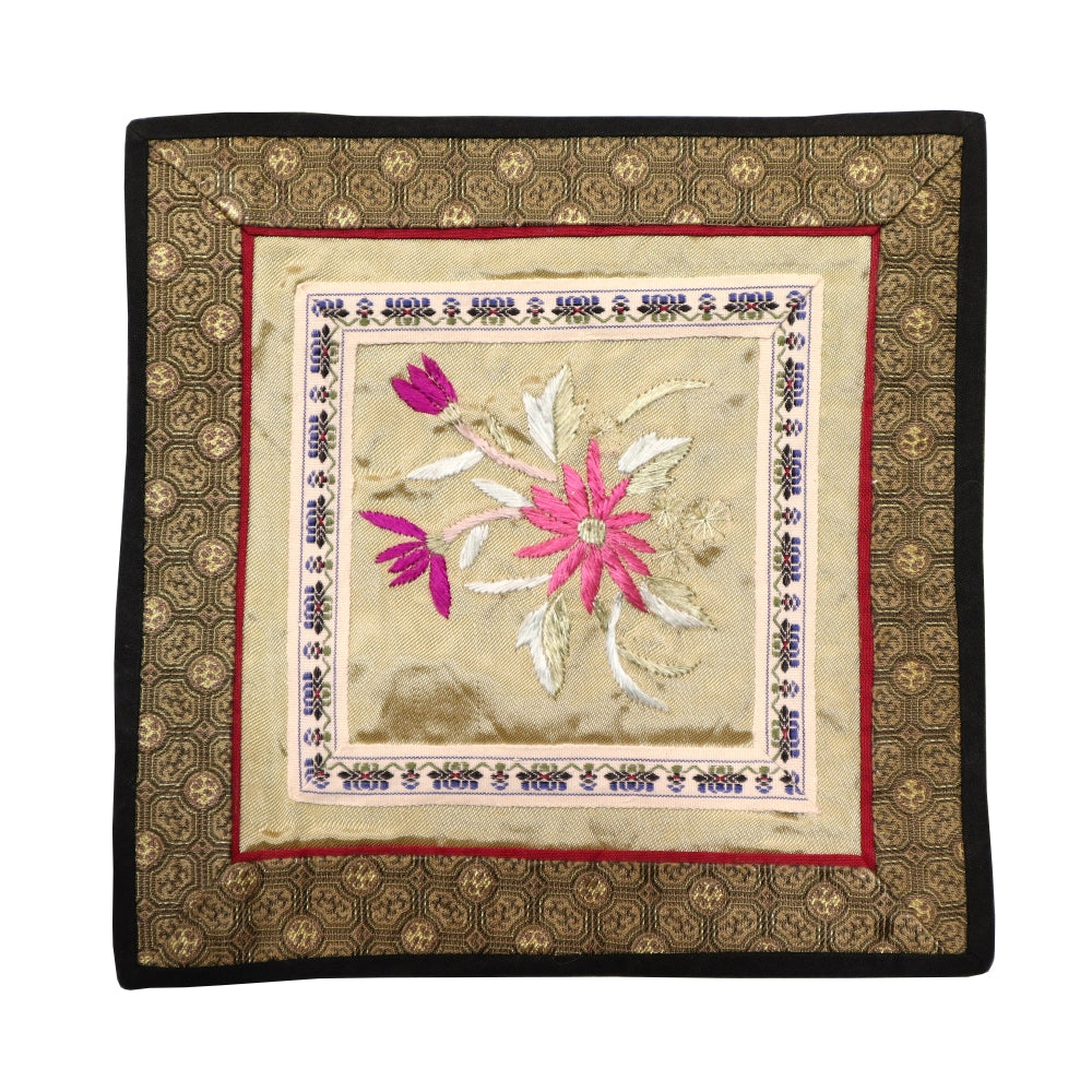 Hand Embroidered Silk Square Placemat