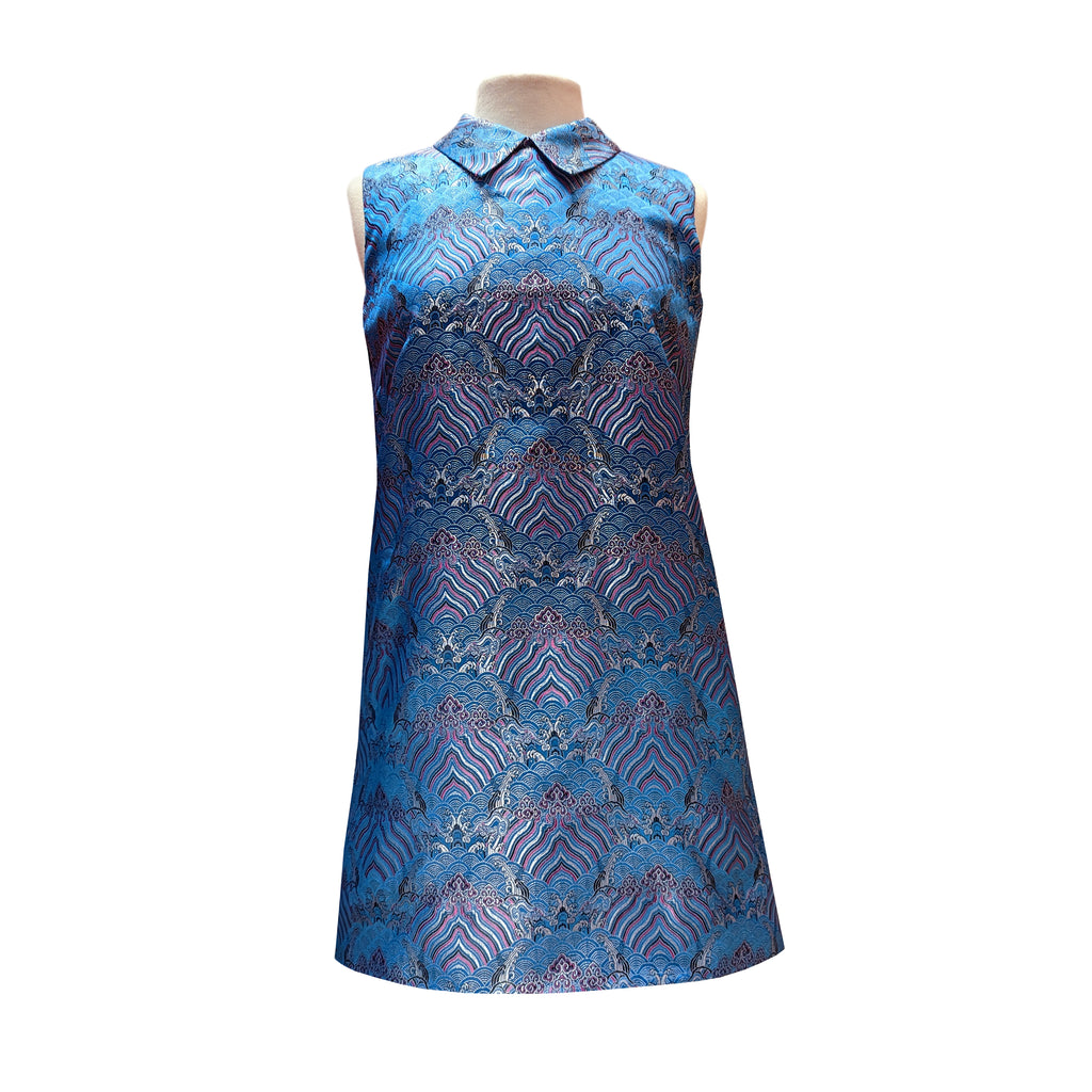 Cloud Brocade Shift Dress - Aqua