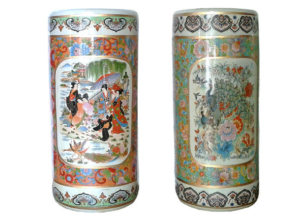 Two 18in colorful designed cylinder vase/umbrella holder