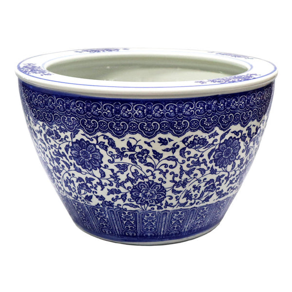 Extra-Large Blue Lotus Ceramic Planter