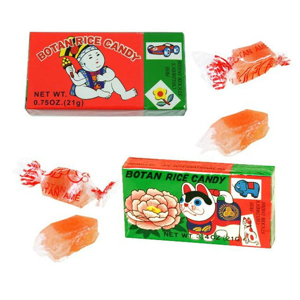 botan rice candy pieces and packages