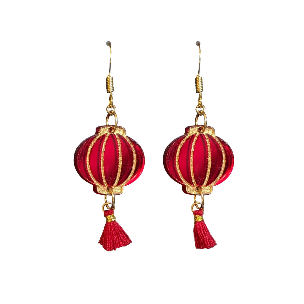 Red Lantern Laser Cut Earrings