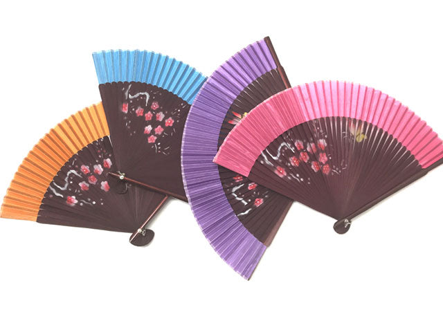 Floral Bamboo Framed Silky Fan - 9 in.