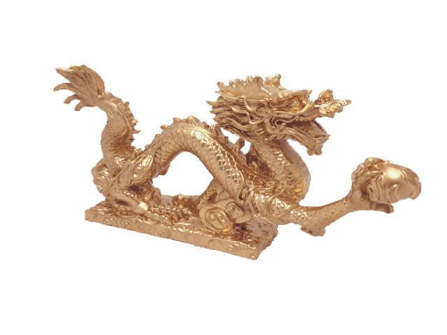 Dragon with Pearl Statue - 8.5" Long