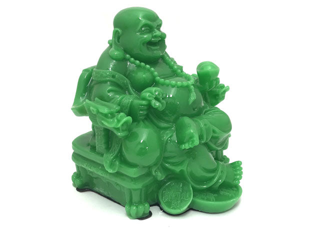 Laughing Buddha on Dragon Arm Rest Chair (7.25" H)