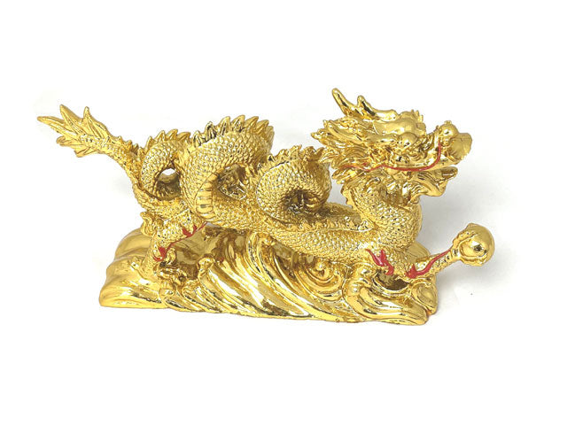 Dragon with Pearl Figurine - 8" Long