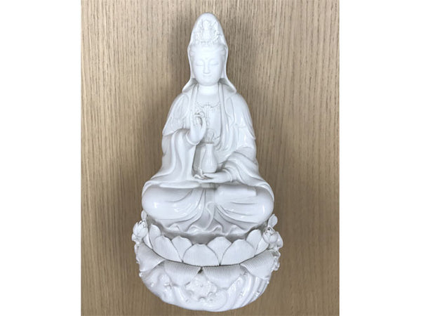 White porcelain sitting guan yin- 12"H