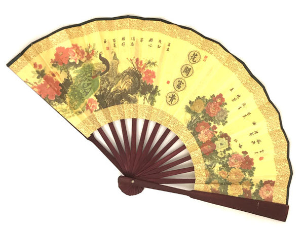 Exquisite gold folding fan floral pattern